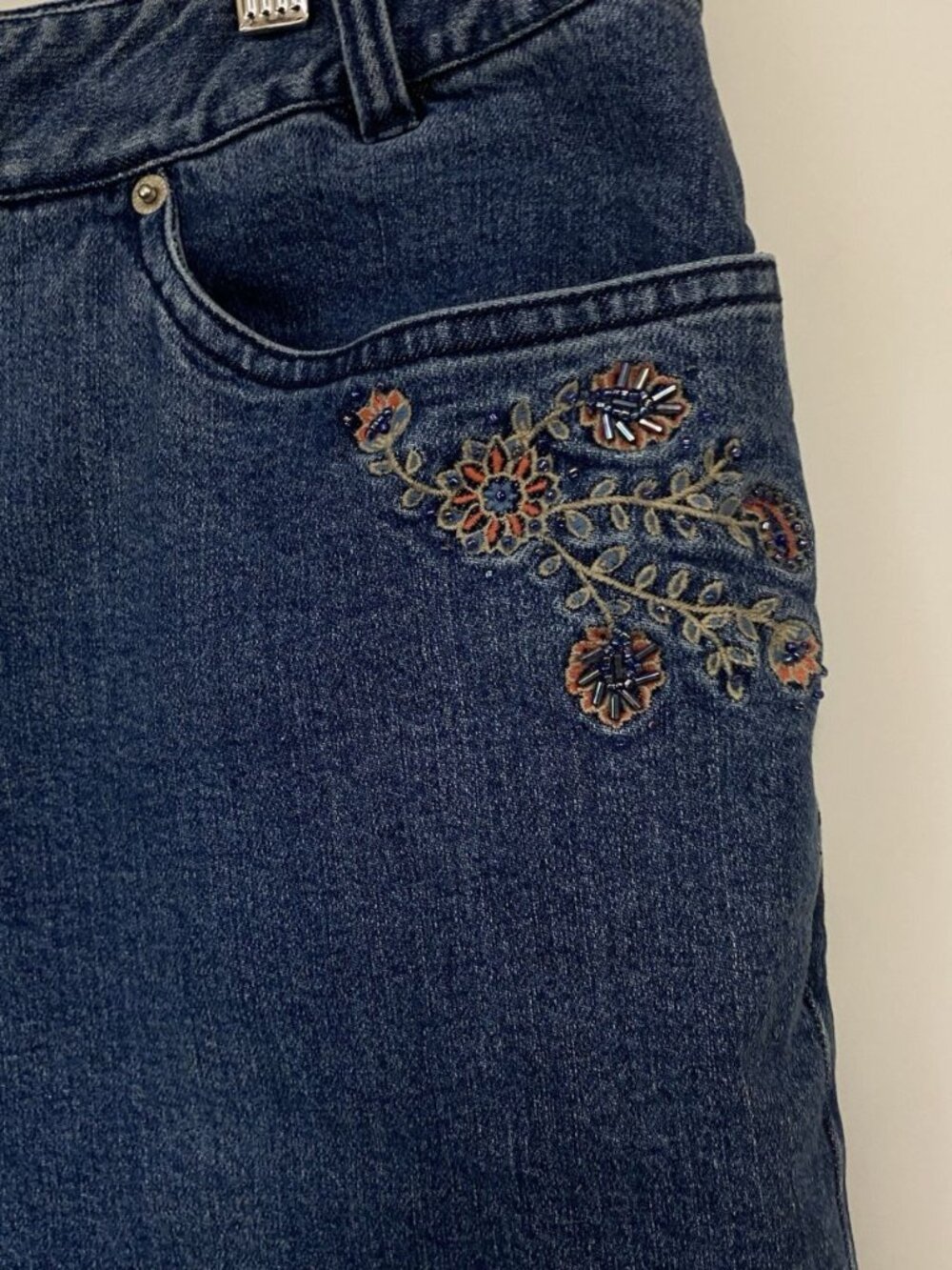 Pendleton Jeans Women's Size 18 Blue Floral Embroidered Bootcut - Picture 2 of 10